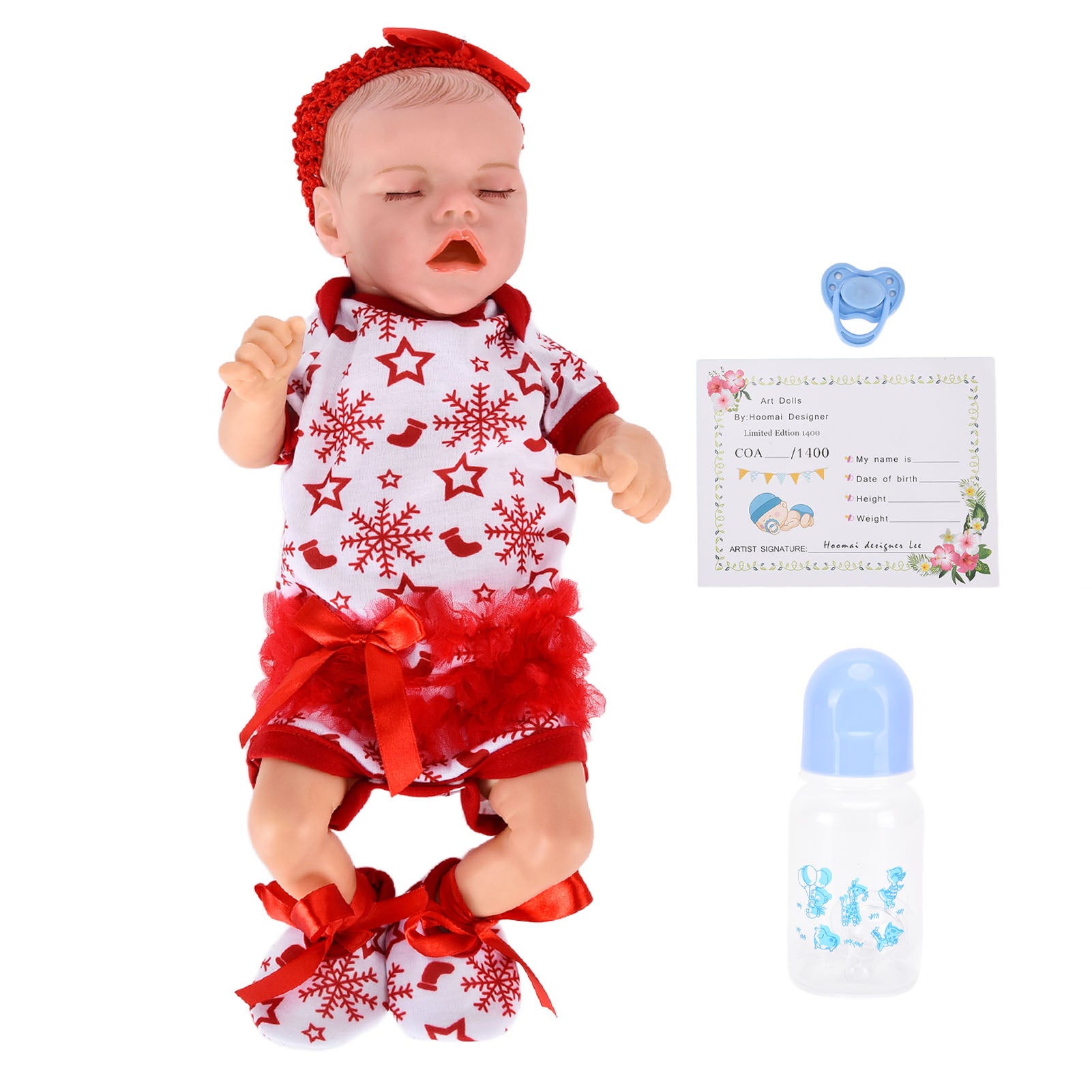 Reborn Infant Doll 18 Inch Newborn Baby Doll with Clothes Feeding Bottle Gift Collection for Children