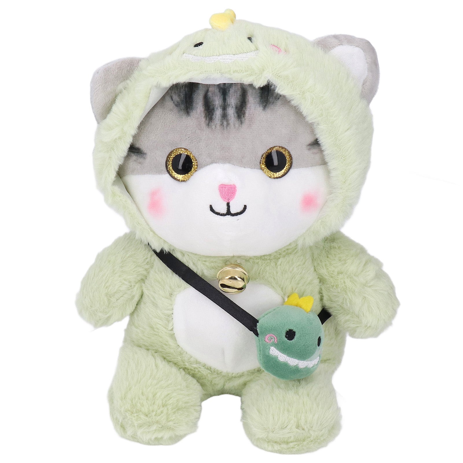 Cat Stuffed Toy Children Soft Cute Cartoon Cat Animal Plush Doll Decoration Birthday Gift for Girlfriend Green 8.3 X 7.9 X 10.2in
