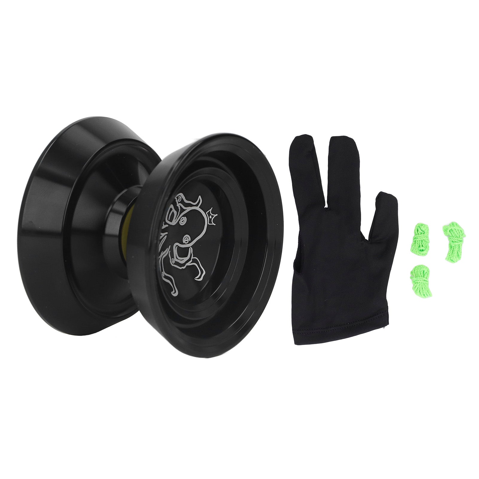 Yoyo Ball Alloy Professional Unresponsive Yoyo Toy with Replacement Strings for Boys Glossy Black