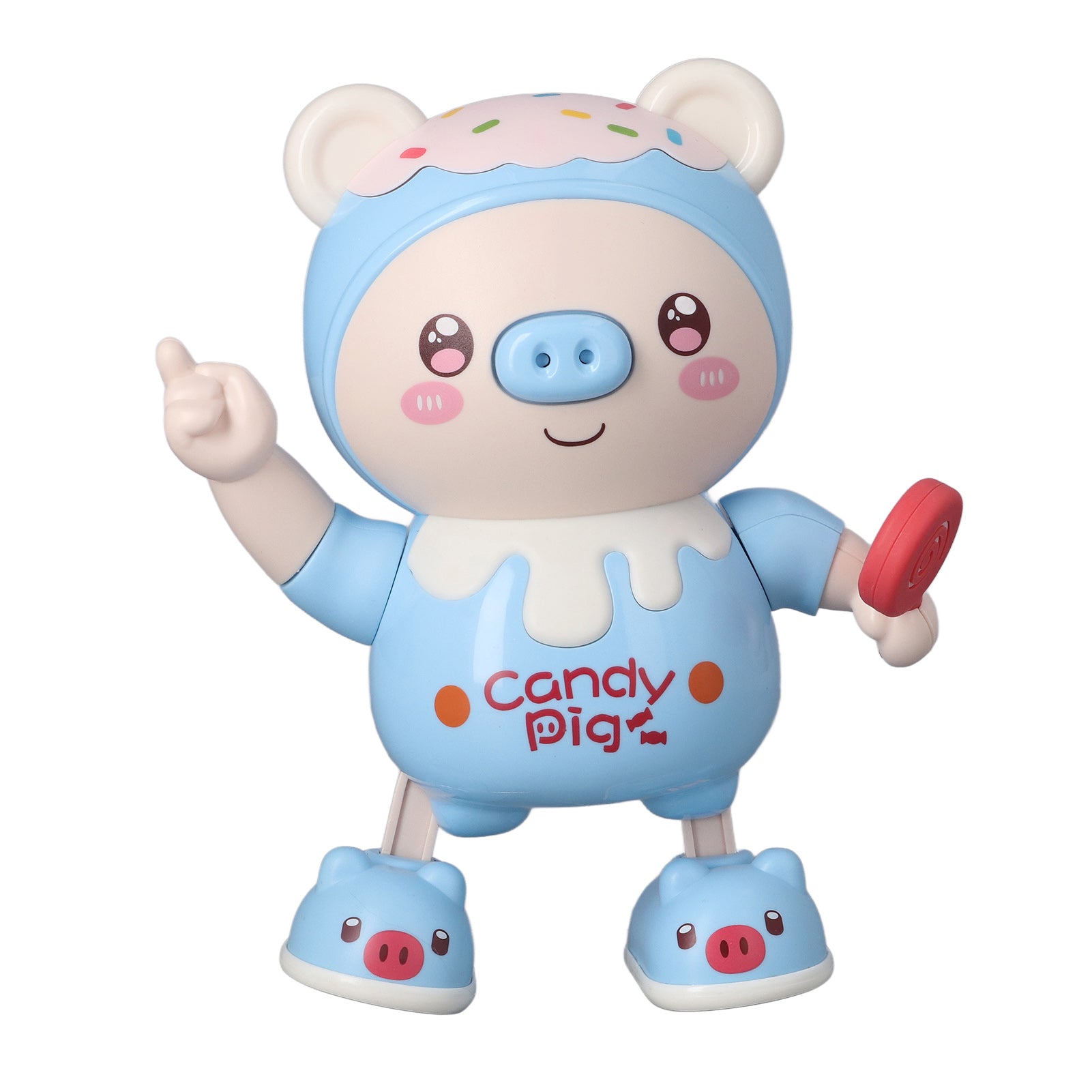 Electronic Dancing Piglet Toy Cool Light Music Kids Walking Animal Interactive Toy for Children Blue