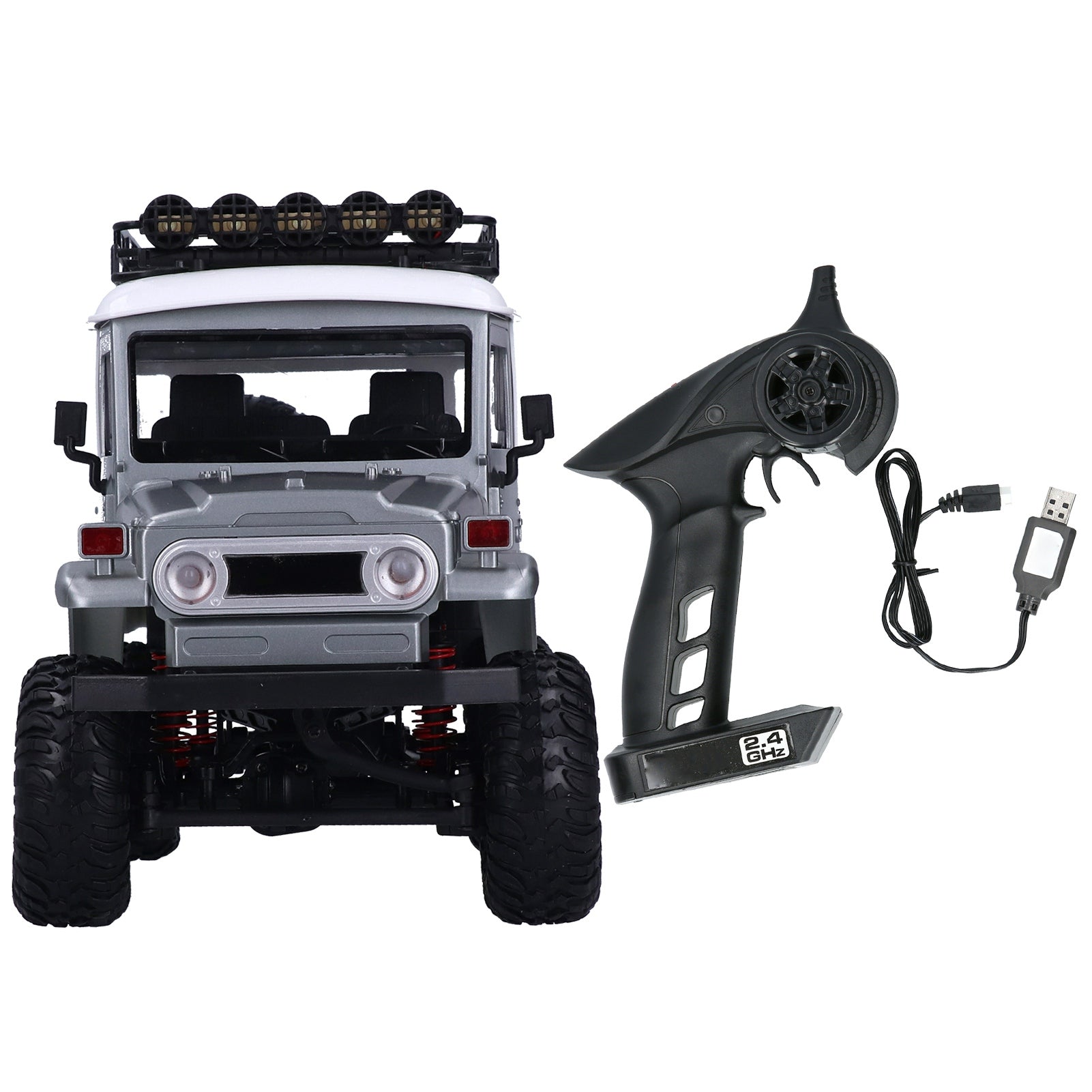 1:12 RC Car 2.4GHz Highly Simulation FourWheel Drive DIY Children RC Climbing Car Toy(Silver )