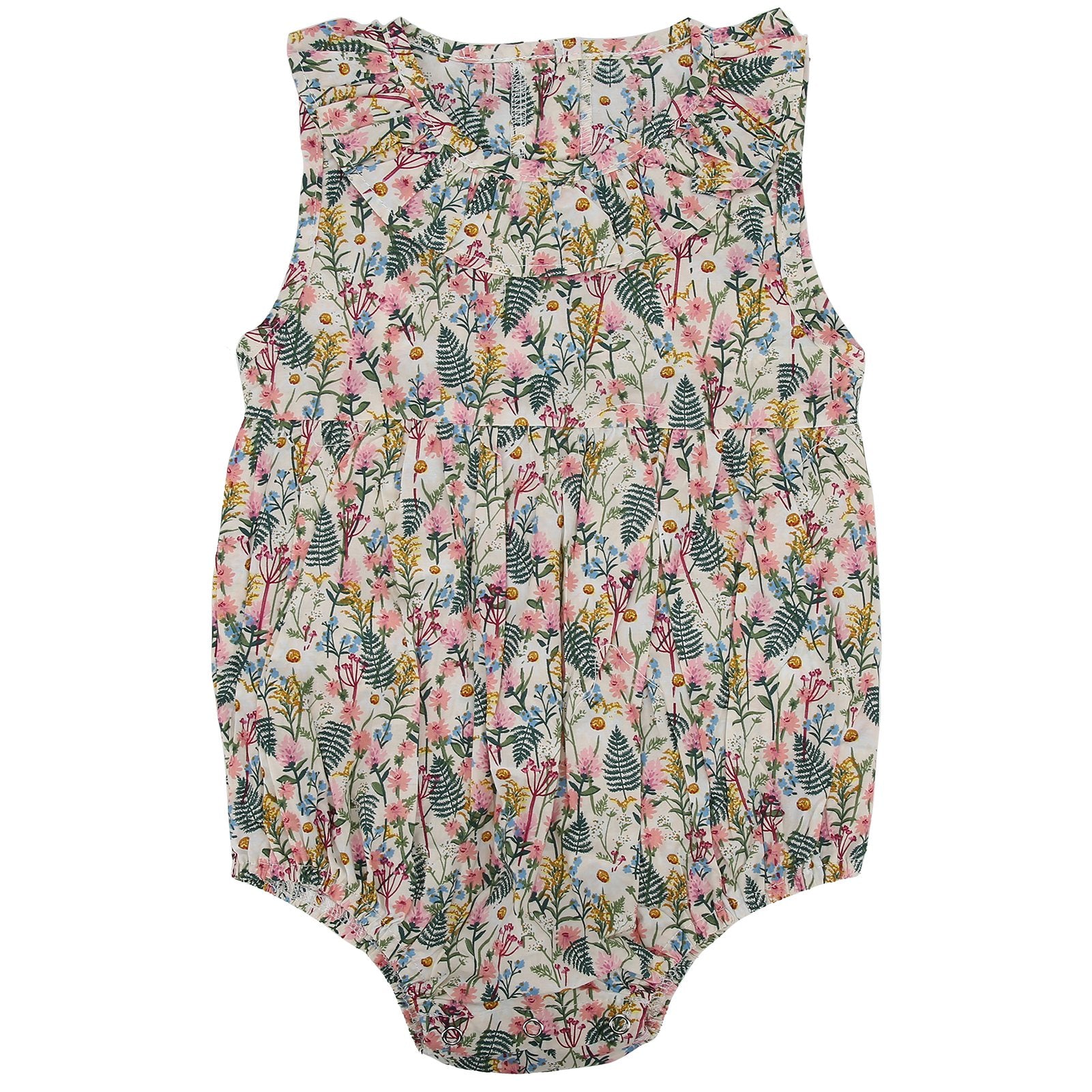 Newborn Baby Floral Jumpsuit Summer Sleeveless Lapel Bodysuit for Infant Baby ClothingApricot 66cm
