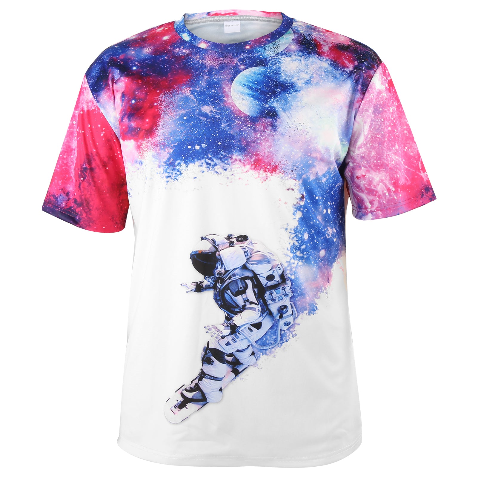 Star Sky Astronaut Pattern Printed TShirt Men Summer Casual Stylish Round Neck TShirt(DX010019 XL)
