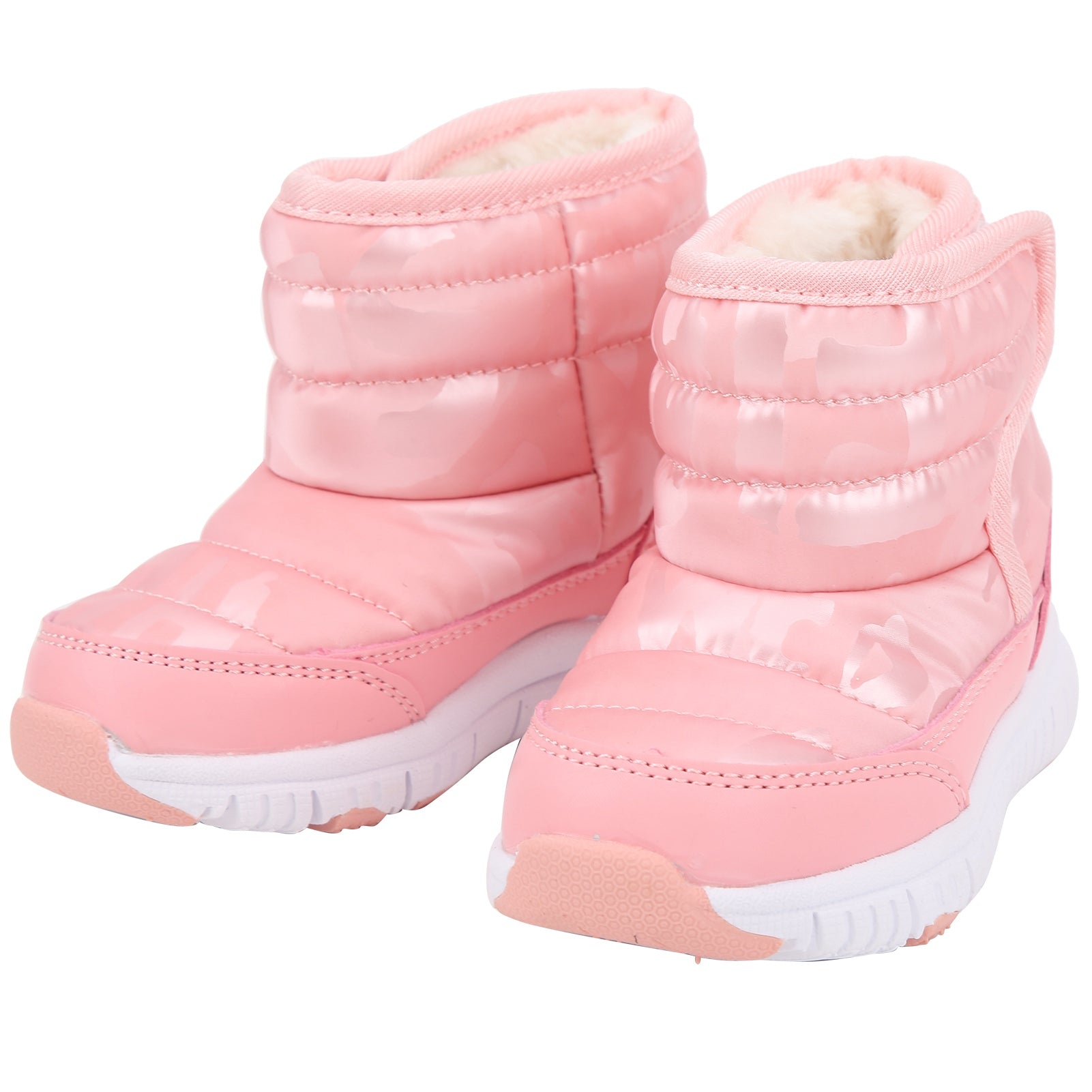 Kids Winter Shoes Fashionable Waterproof Non Slip Keep Warm Snow Boots for Boys GirlsPink 29
