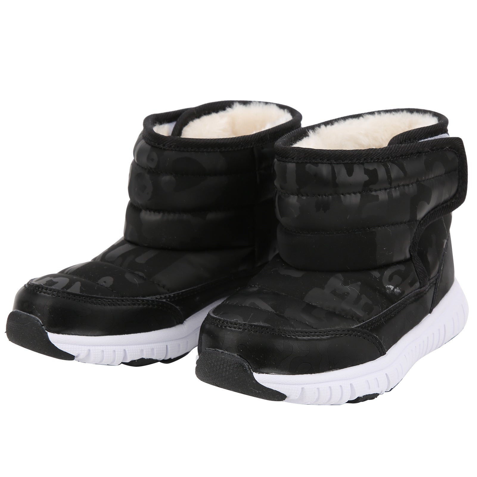 Kids Winter Shoes Fashionable Waterproof Non Slip Keep Warm Snow Boots for Boys GirlsBlack 27