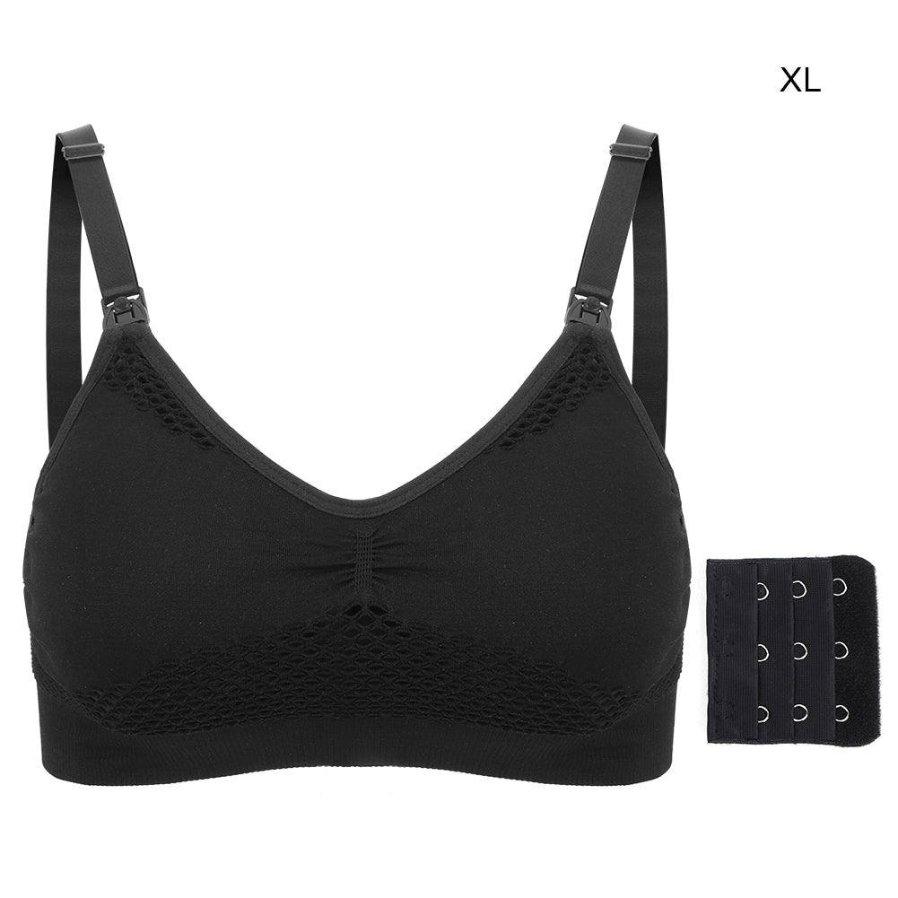 Seamless Hand Free Breastfeeding Underwear Thin Cup Wireless Bra for Breast  Pump(Black XL)