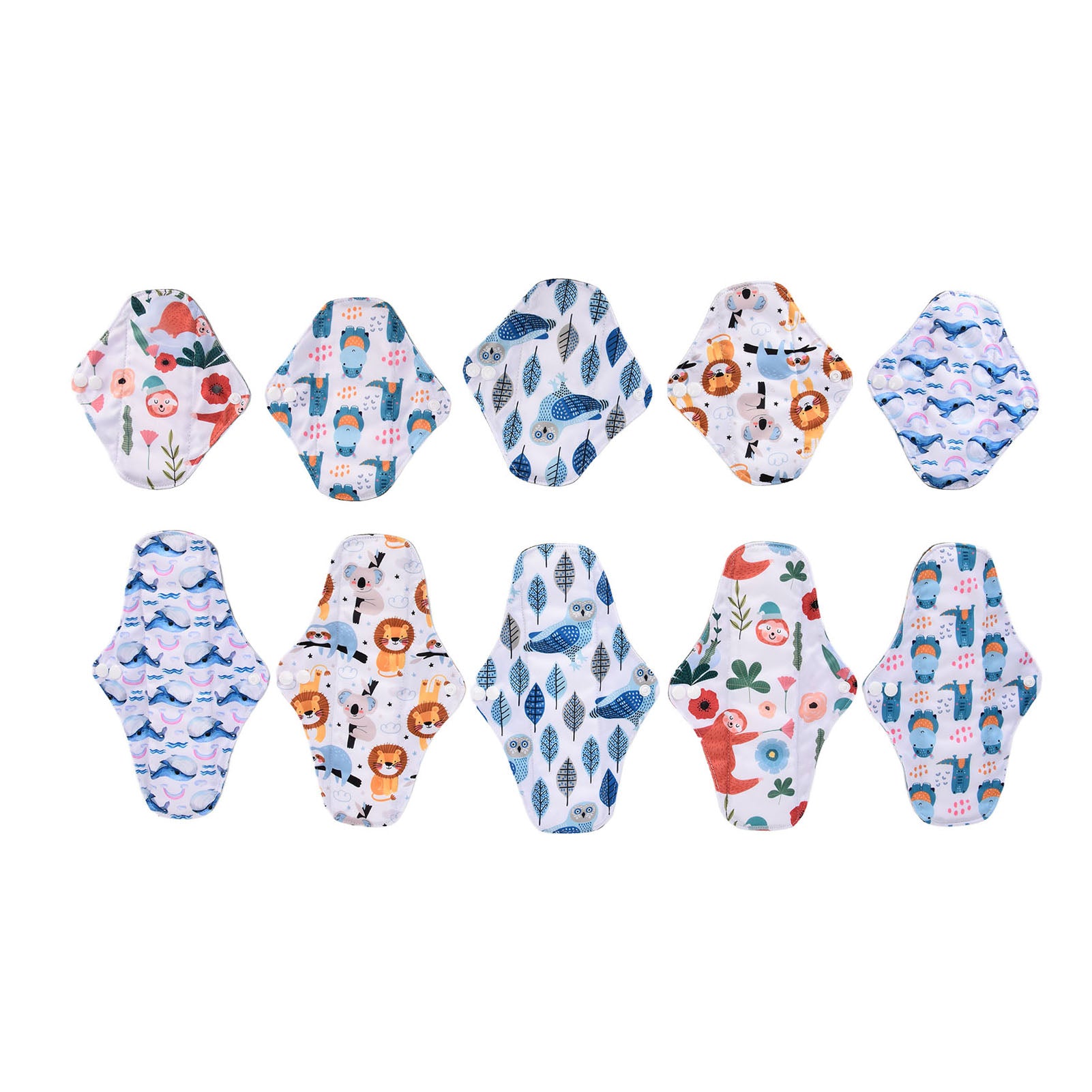 10pcs Reusable Menstrual Pads Washable Bamboo Charcoal Sanitary Napkins for WomenC