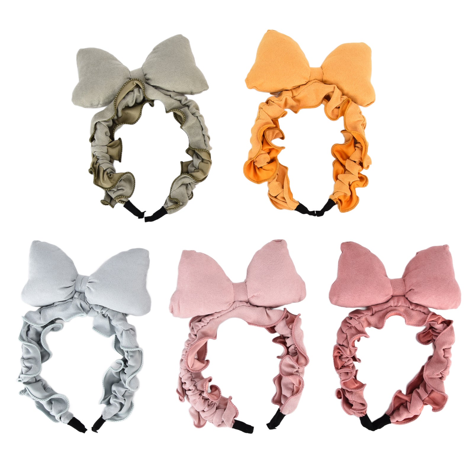 5pcs Big Bowknot Hair Band Soft Cloth Cute Headbands for Women Washing Face Make Up Cosplay