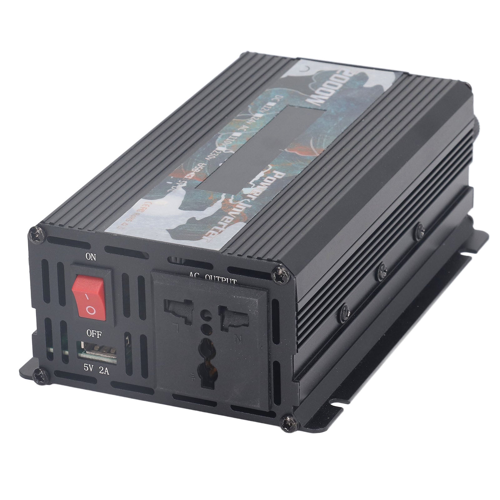 2000W Solar Car Inverter with Fan LCD Screen DC to AC110V Solar Power Modified Sine Wave Inverter Black DC24V(DC21‑29V)