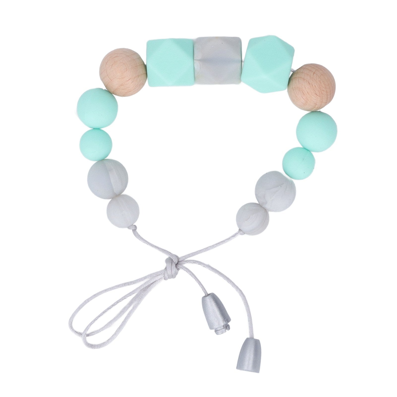 Baby Chewable Teething Necklace Soft Silicone Bright Color Beaded Teething Necklace Toy for Infant Mint Green