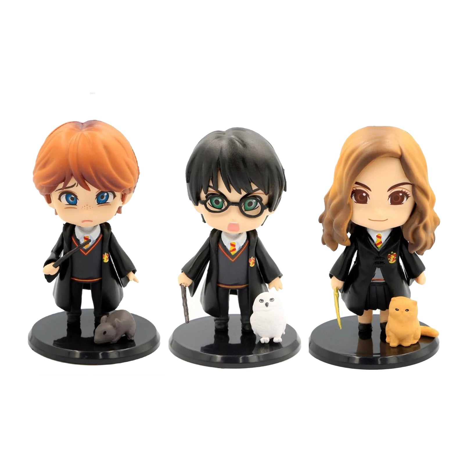 3Pcs Cartoon Figurine Lifelike Look Eco Friendly PVC Bright Colors Movie Character Figurine for Home Car Office