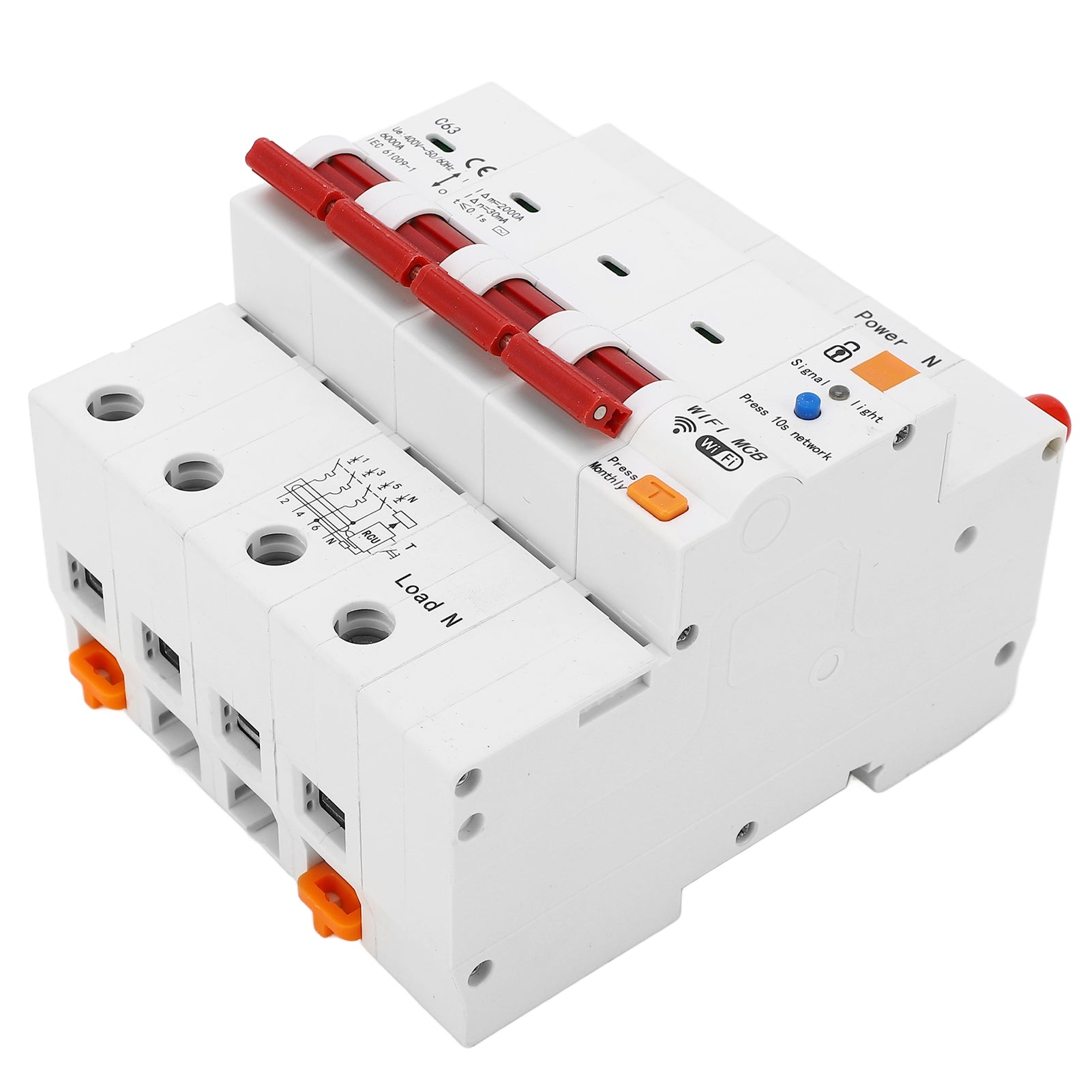WiFi Circuit Breaker Leakage Protection Remote Control DIN Rail Circuit Breaker AC400V 63A 4P