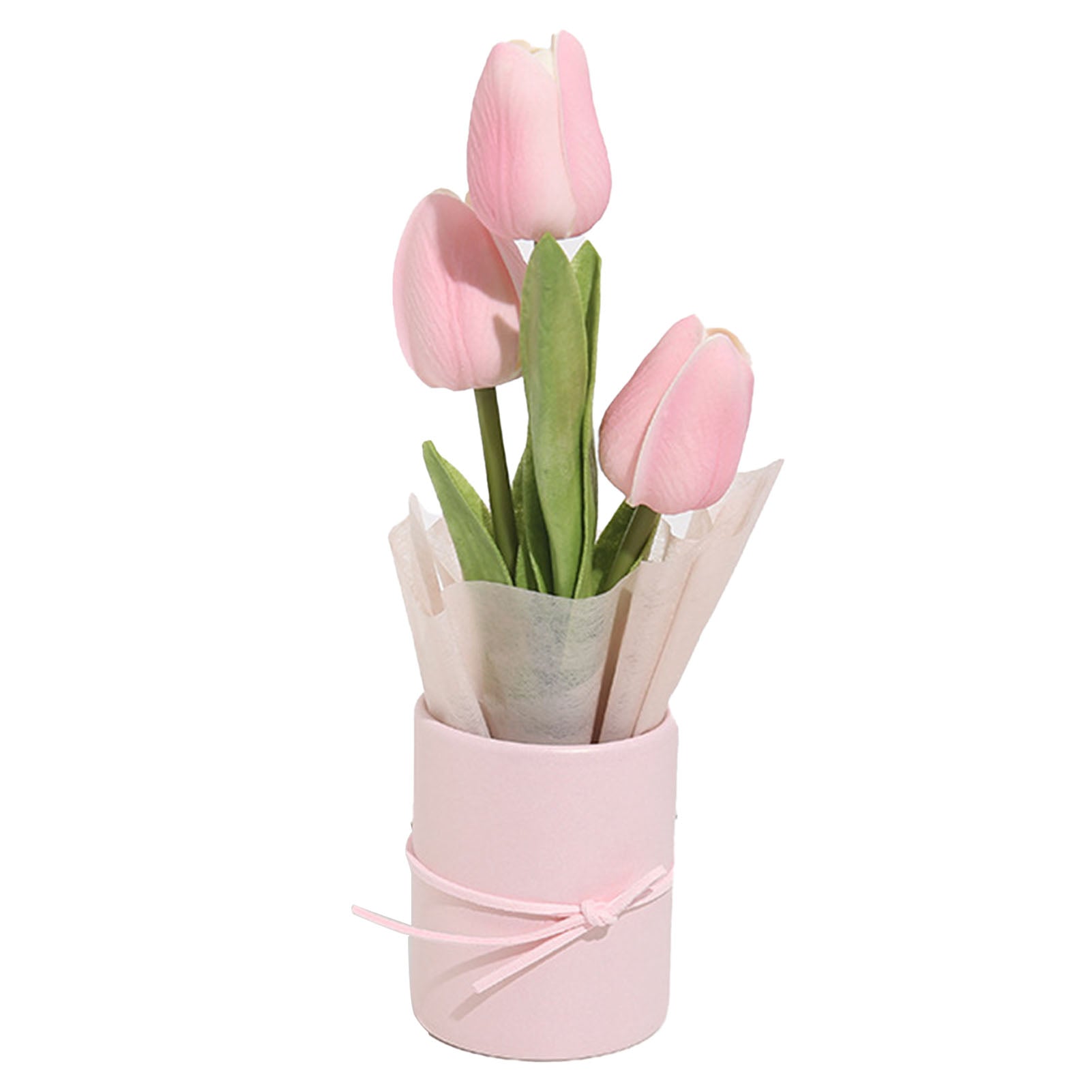 DIY Tulip Bouquet Handcraft Real Touch Artificial Flowers Bouquets for Wedding Home Decoration Pink Material Pack