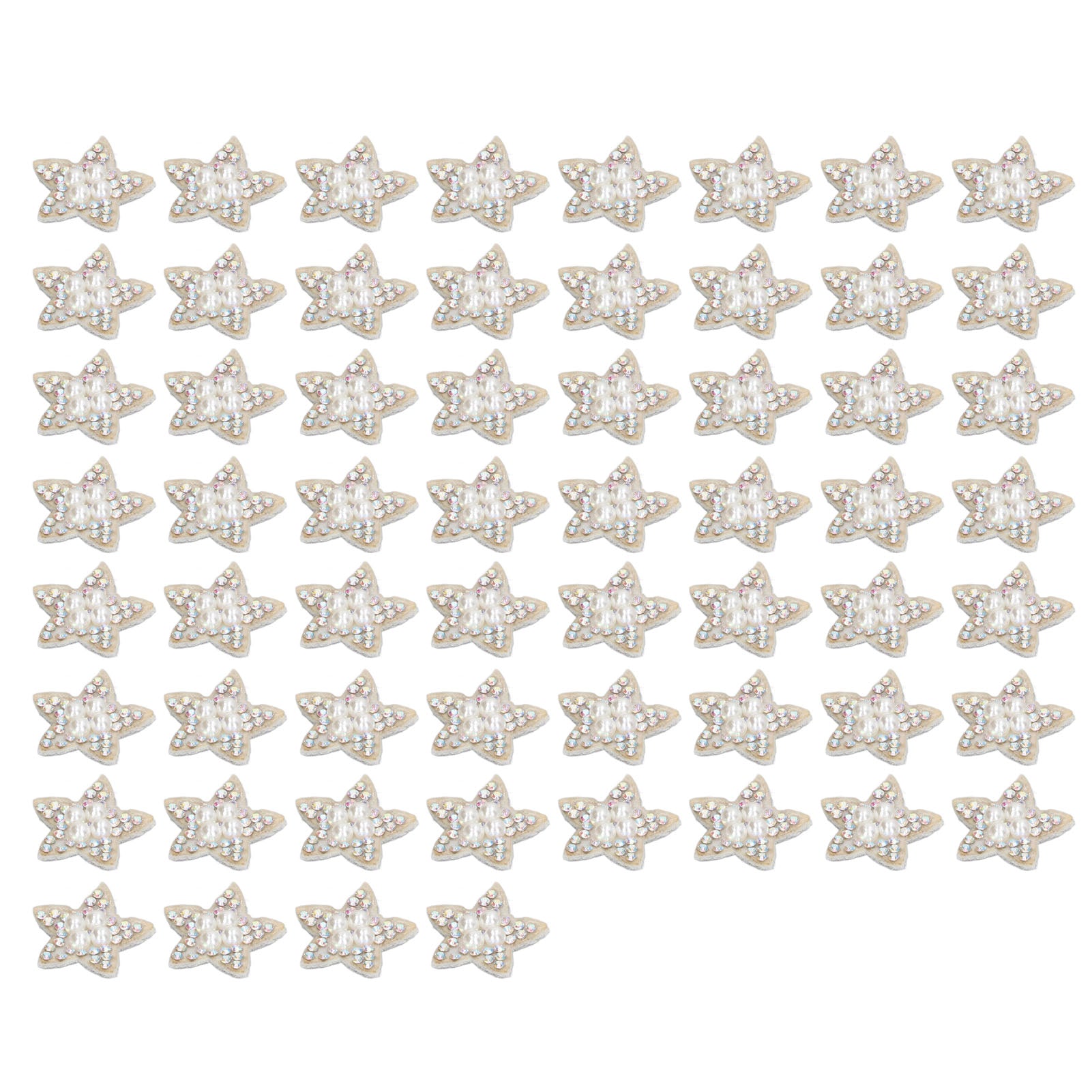 60Pcs Star Patches Shiny Faux Pearl Rhinestone Proper Size Multi Purpose Sew On Patches for Bags Shoes Clothes