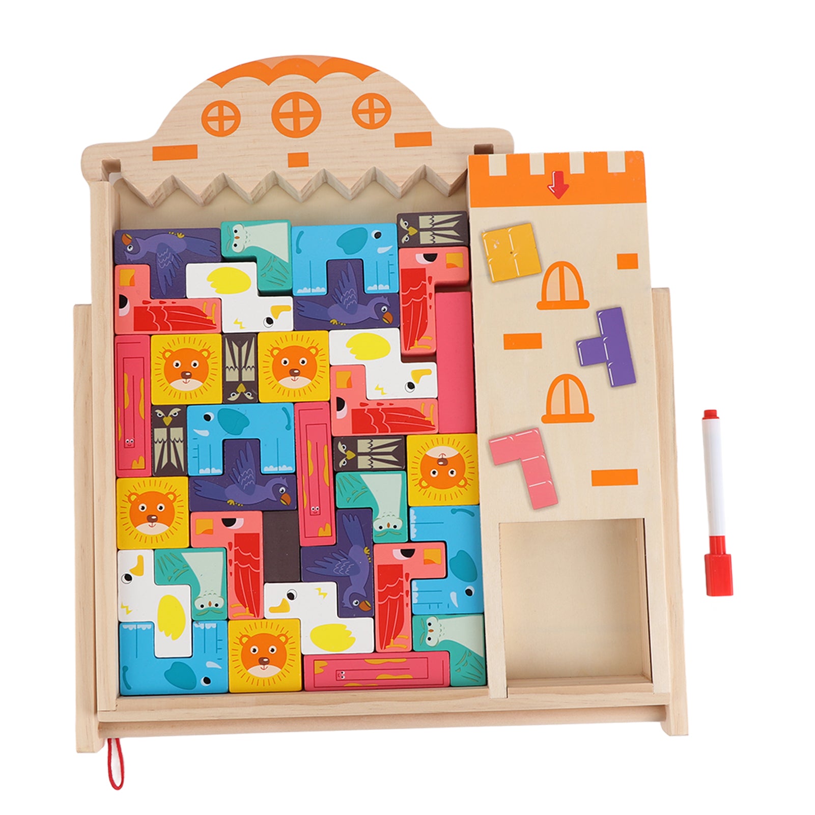 3D Russian Block Multifunction Puzzle Intelligent Wooden Thinking Training Russian Block for Children