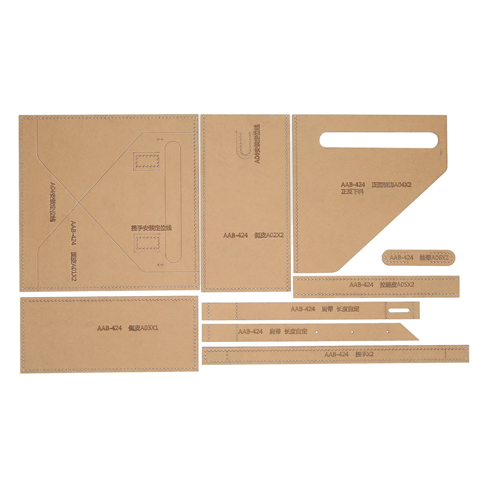 9PCS DIY Acrylic Template Transparent Clear Precision Cutting Lightweight DIY Craft for Shoulder Bags Handbag