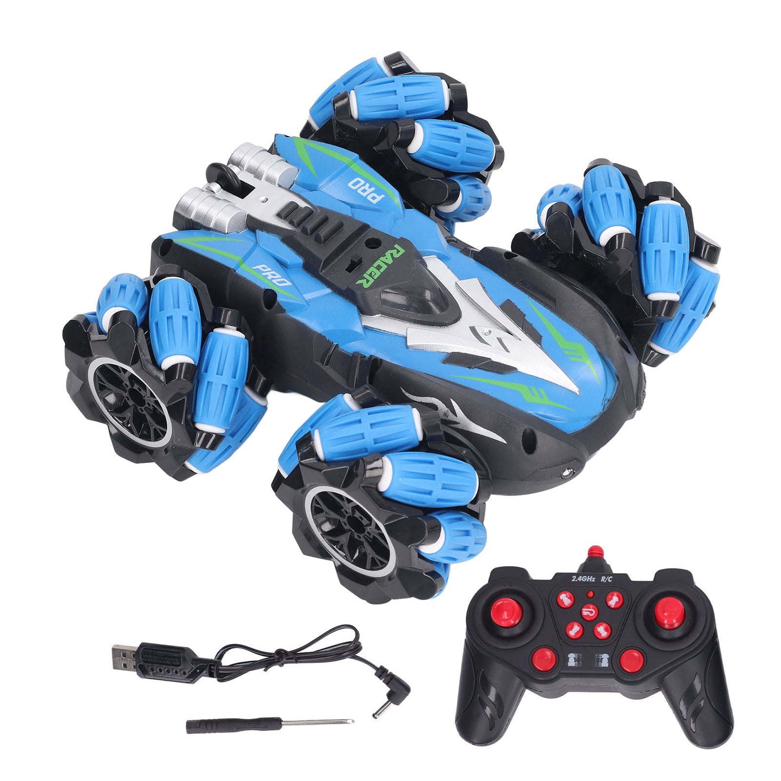 2.4G Remote Control Car Rechargeable 360 Degree Rotation Stunt High Speed Drift RC Car for Over 6 Years Old Boys Girls Blue