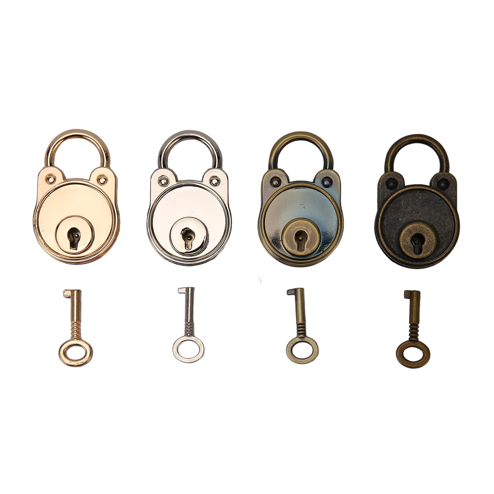 4Pcs Mini Bear Padlocks Vintage Style Archaized Zinc Alloy High Hardness Case Padlocks for Family Office Travel
