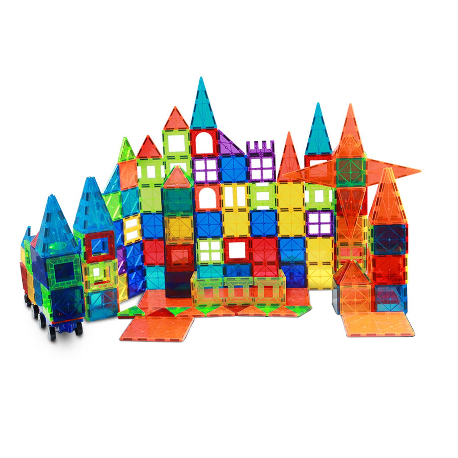 32PCS Magnetic Transparent Building Blocks Bright Color Educational Smooth Edges for Kids Children