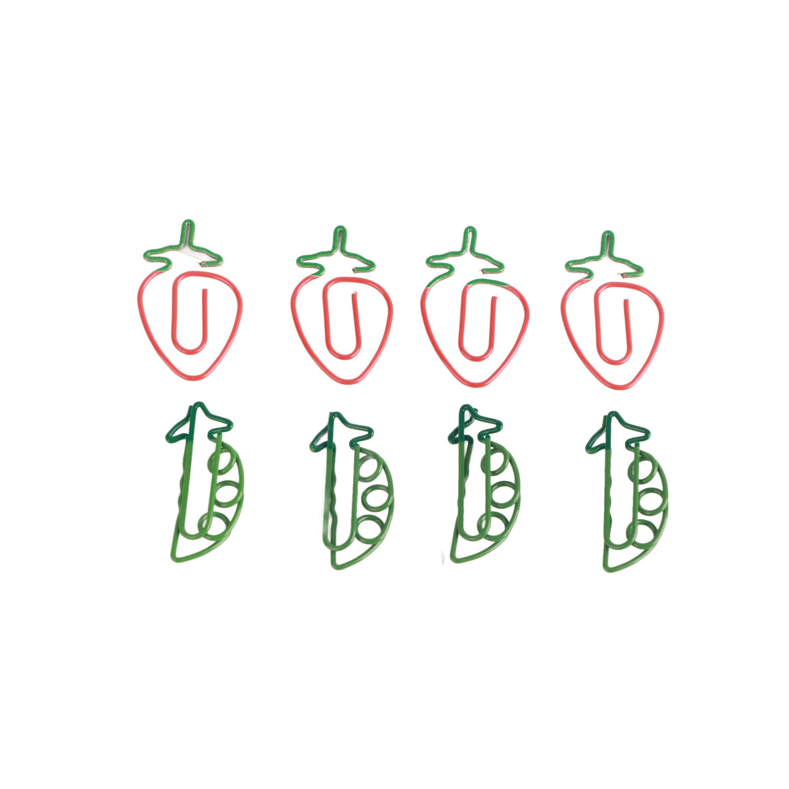 100pcs Metallic Paper Clips Strawberry Pea Shape Antislip Anti Rust Cute Paper Clips with Storage Box for File Classification