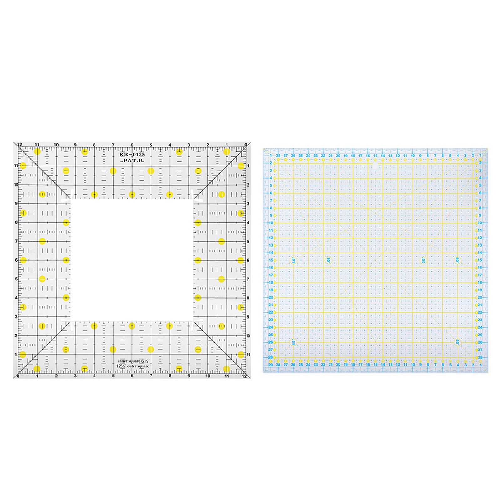 2Pcs Quilting Ruler Square Acrylic DIY Cloth Patch‑Work for Measuring Sewing Embroidery Supplies