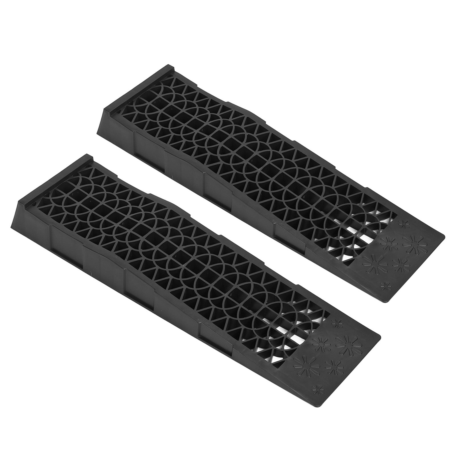 2pcs 4,400lbs Capacity Low Profile Car Ramps Plastic Automotive Ramp for Oil Change Maintenance Black