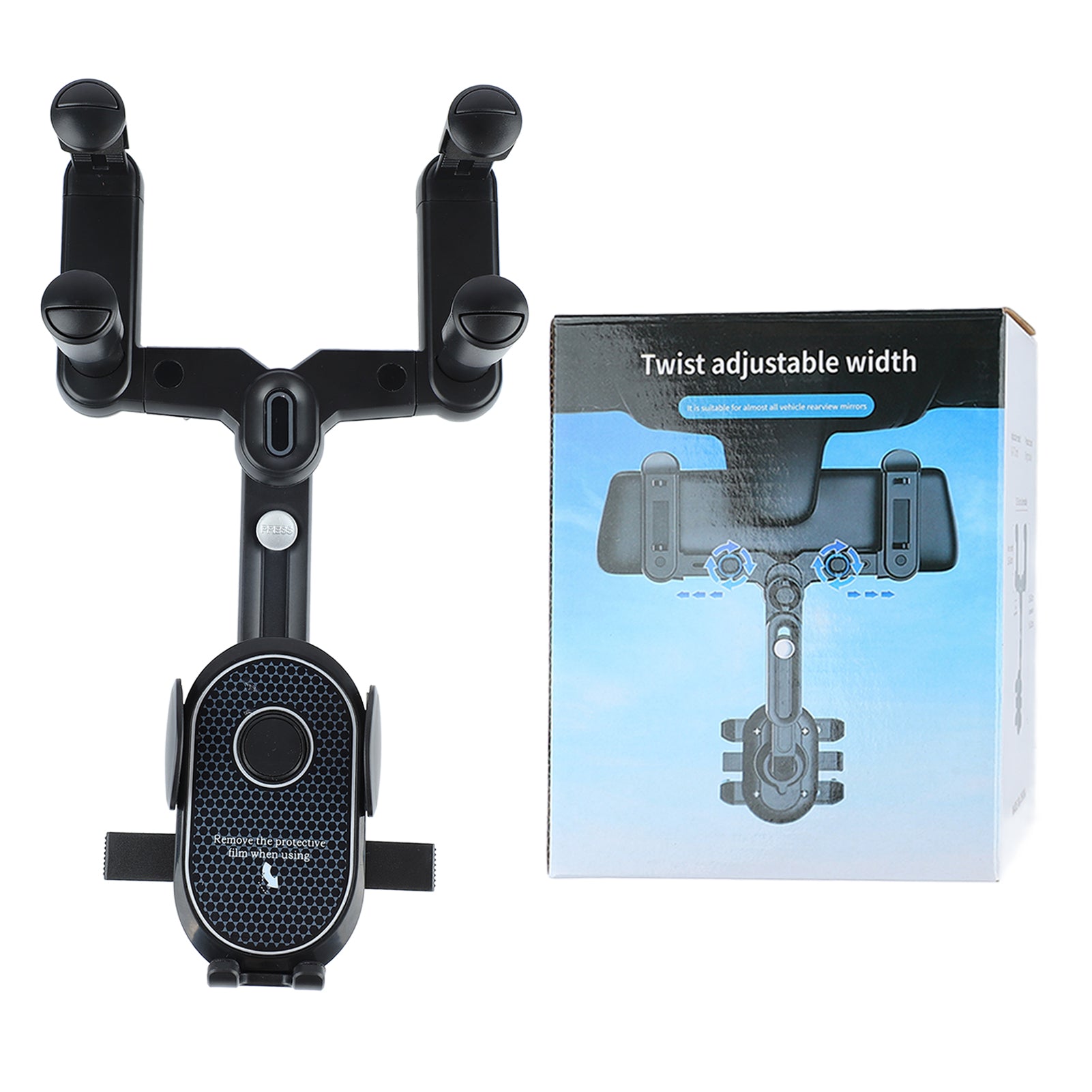 Car Rearview Mirror Phone Mount 360 Degree Rotation Cell Phone Holder Universal Fit for Car