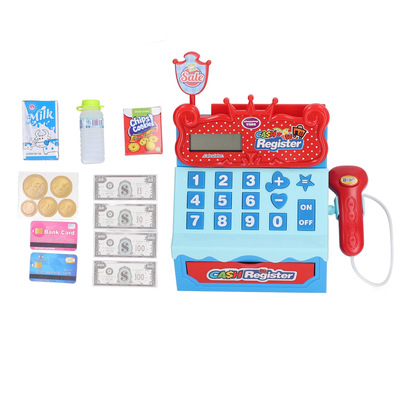 Kids Cash Register Playset Role Playing Simulation Math Counting Educational Calculator Cash Toy for Boys Girls