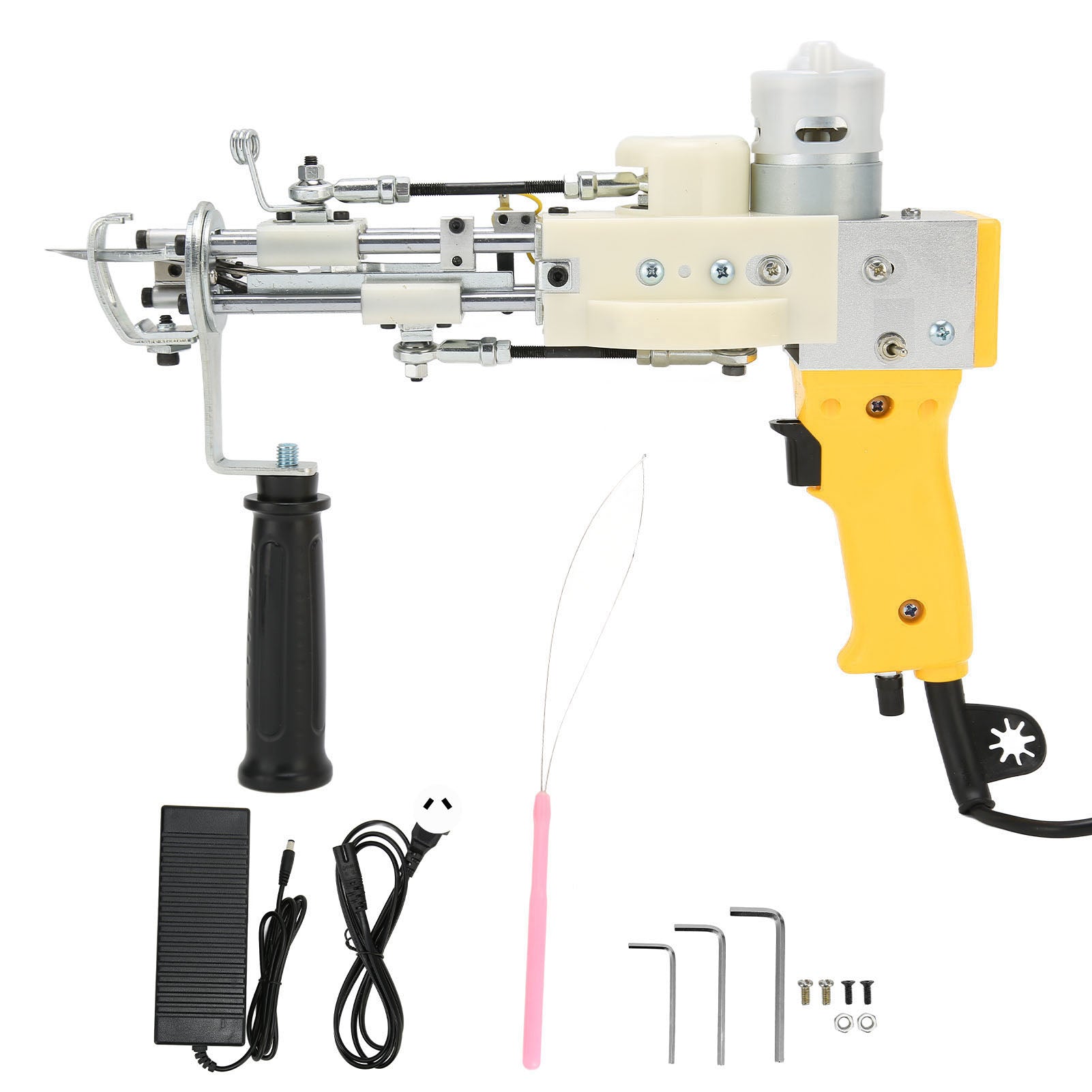 2 in 1 Rug Tufting Machine Adjustable Speed Hand Crafted DIY Electric Carpet Gun Machine 100‑240V Yellow AU Plug