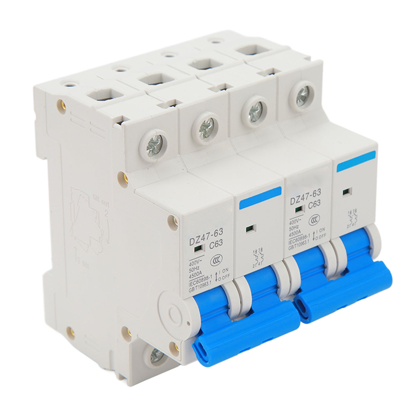 2P Interlock Circuit Breaker 4500A Breaking Capacity Dual Power Interlock Air Switch Transfer Switch 400V 63A