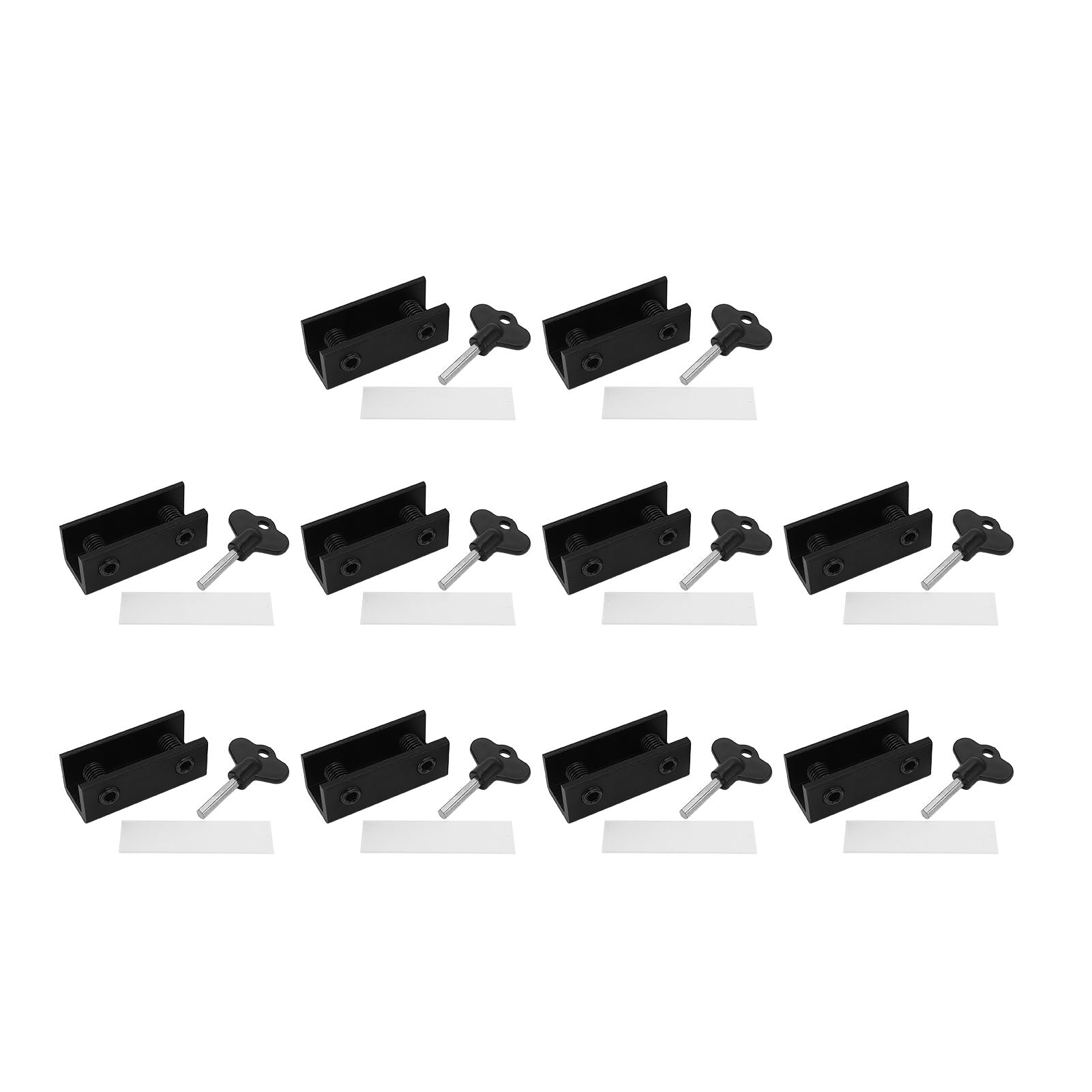 10 Set Window Lock 2 Holes Sliding Door Stopper High Safety Window Security Locks with Anti Scratch Pad and Key