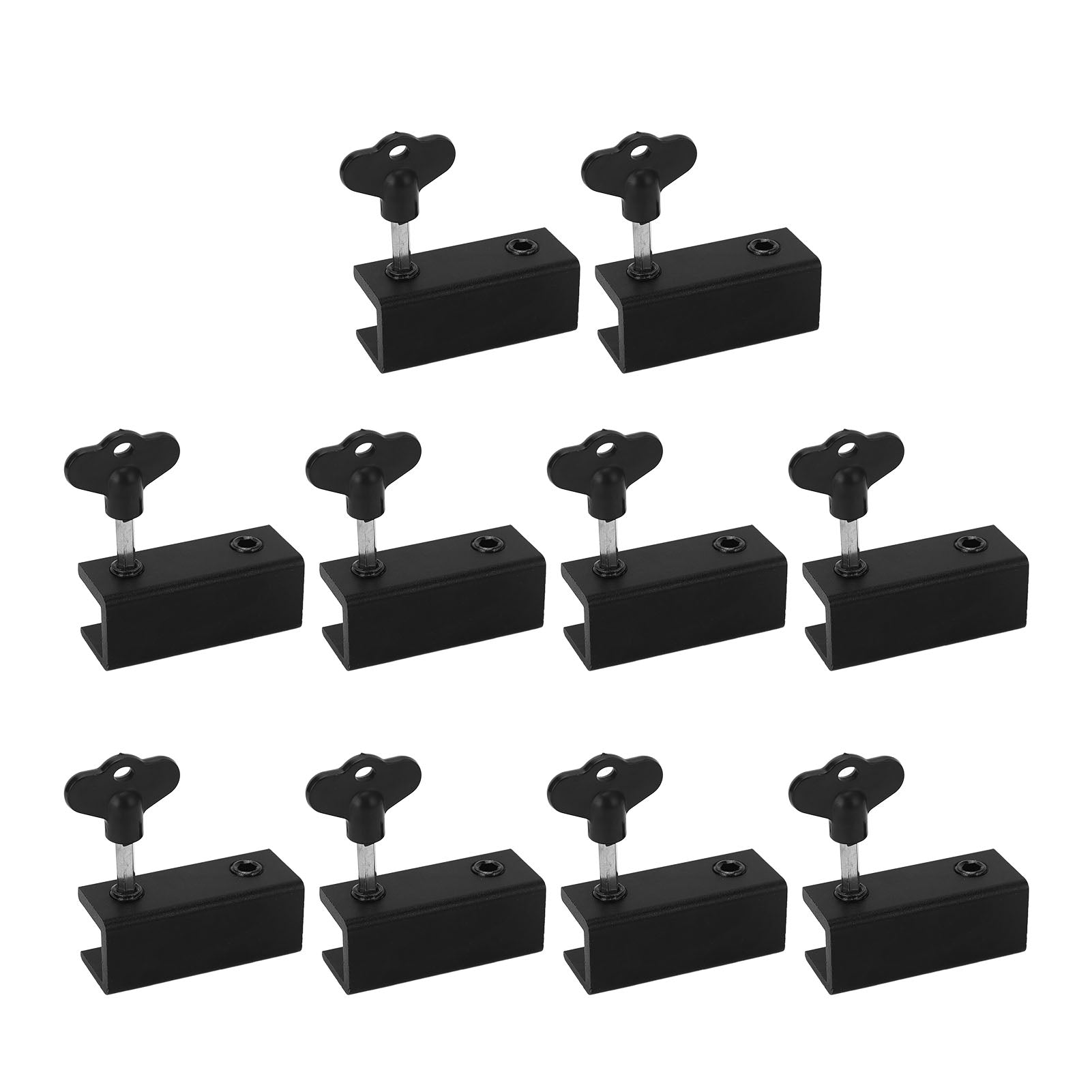 10 Set Window Lock 2 Holes Sliding Door Stopper High Safety Window Security Locks with Anti Scratch Pad and Key