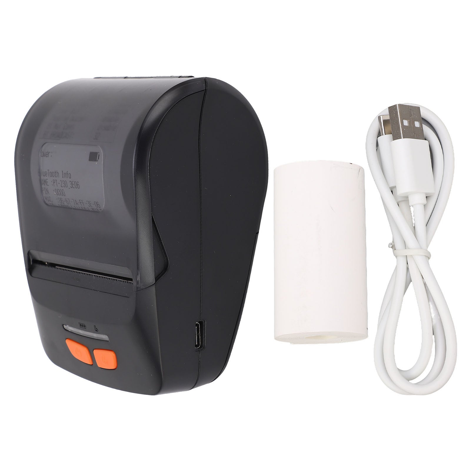 Bluetooth Thermal Printer with Label Paper Portable POS Barcode Printer Black White Printing Output
