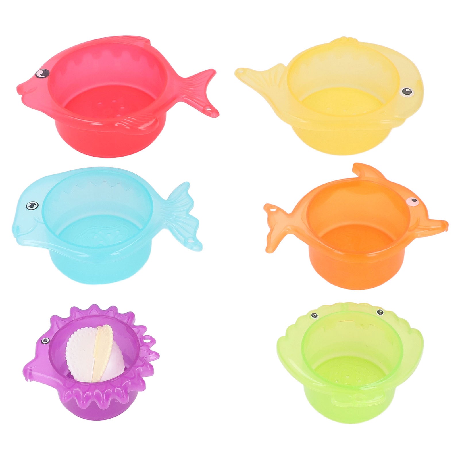 6pcs Fish Stackable Toys Baby Colorful Bathing Stacking Cups Water Playing Stackable Cups