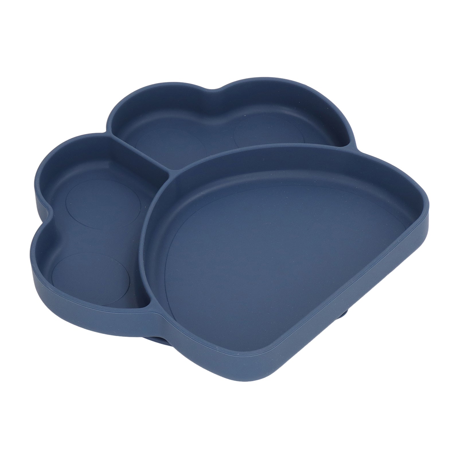 Baby Plate Prevent Slip Dishwasher Microwave Safe Divided Portable Silicone Toddler Suction Plate for 6 to 24 Months Dark Blue