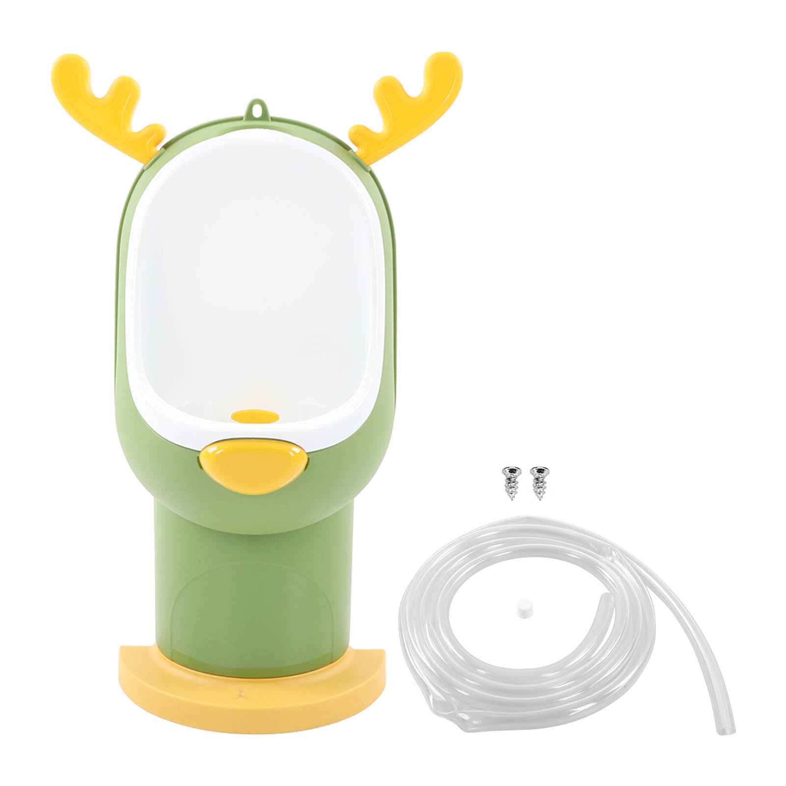 Cartoon Potty Training Urinal Adjustable Wall Mounted Standing Potty Practice Urinal with 6.6ft Hose Green