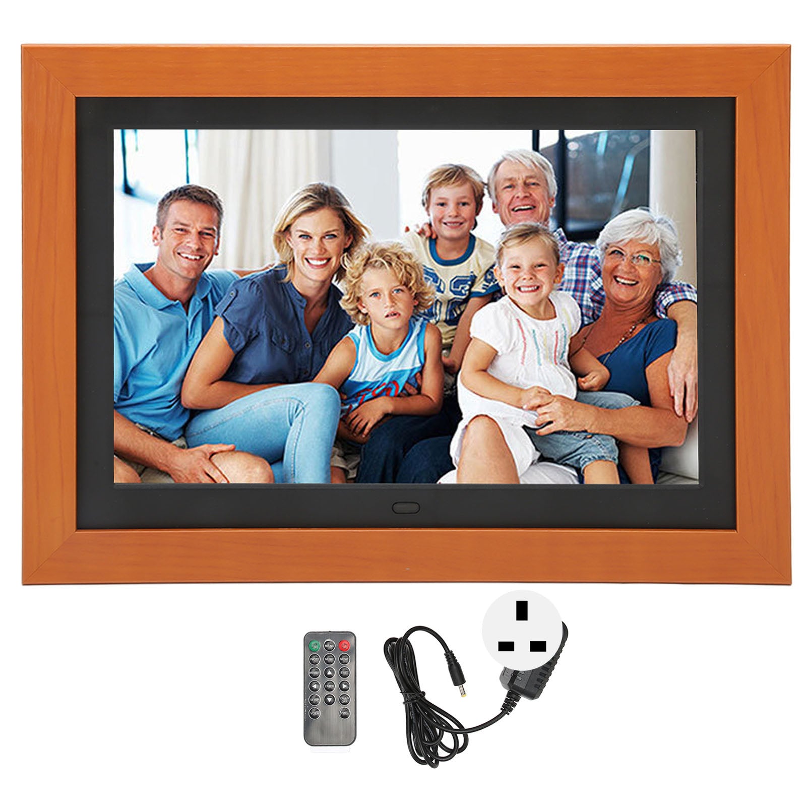 10.1 Inch Wooden Digital Photo Frame 1280x800 HD IPS Display Video Electronic Picture Frame for Home 100‑240V UK Plug