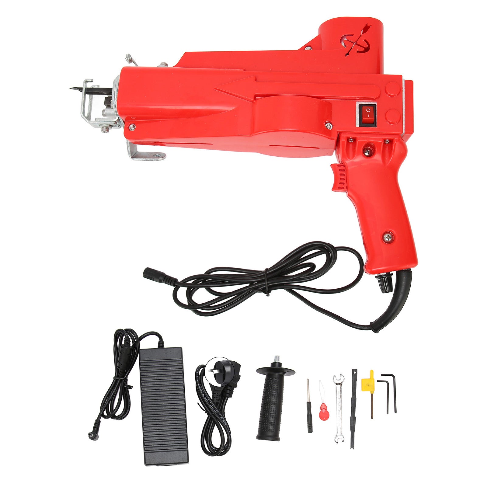 2 in 1 Rug Tufting Machine Cut Pile Loop Pile Low Noise Carpet Gun Machine with Auxiliary Handle 100‑240V Red AU Plug