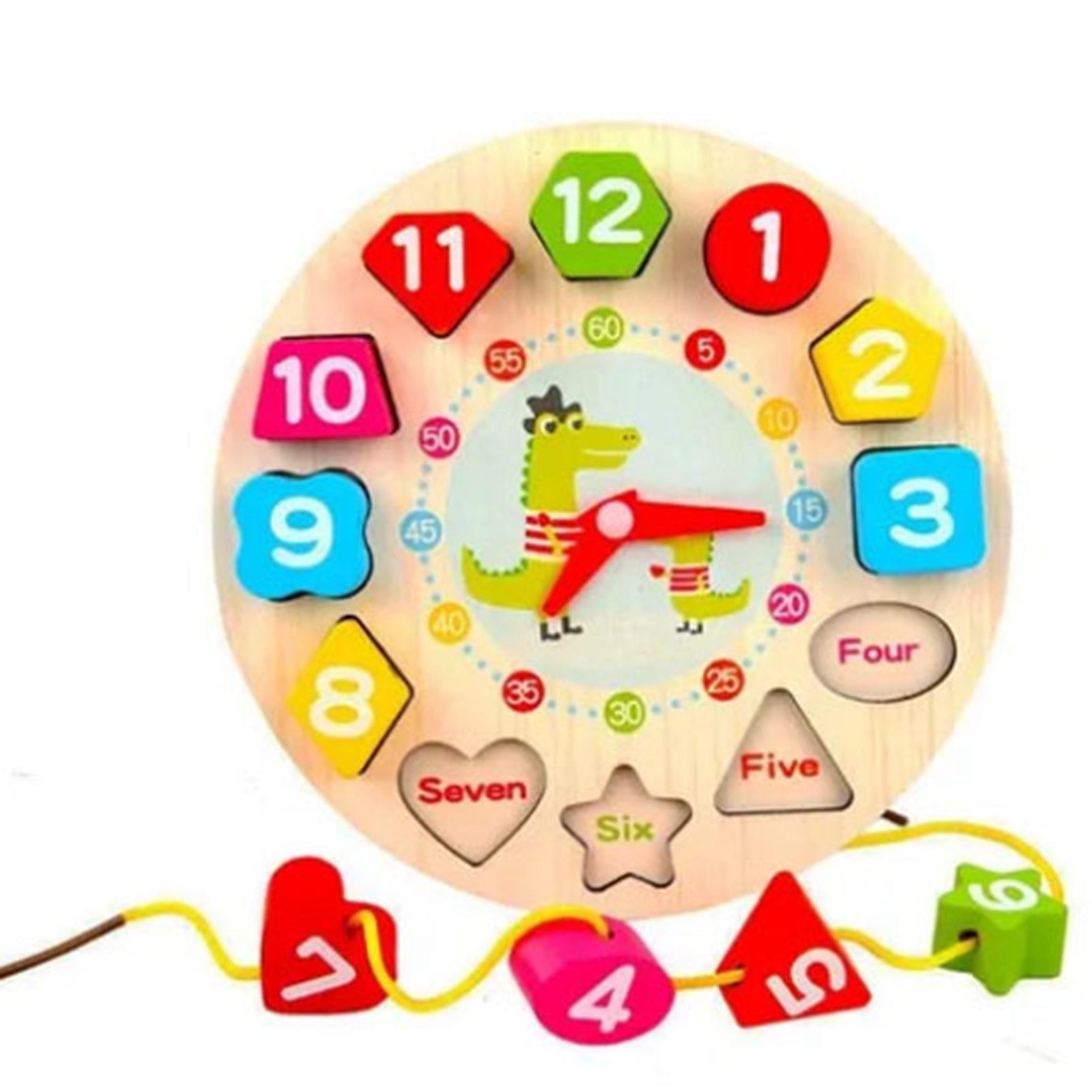 Geometric Building Blocks Wooden Early Education Digital Stringing Matching Blocks for Children Baby