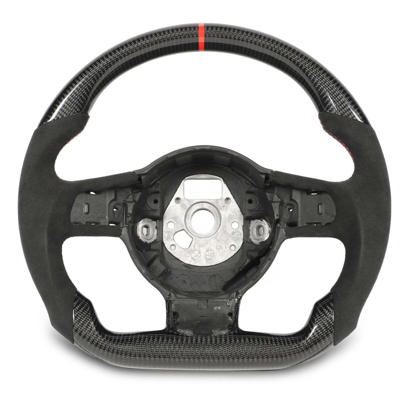Custom Carbon Fiber Steering Wheel Suede Red Stitching Fit For TT TTRS 8J MK2 R8 MK1 2007 to 2015
