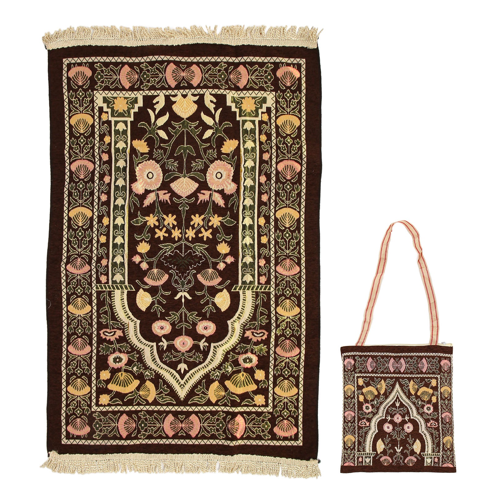 Tassel Pilgrimage Blanket Soft Chenille Prayer Carpet Multipurpose Prayer Rug for Bedroom Table Corridor Coffee