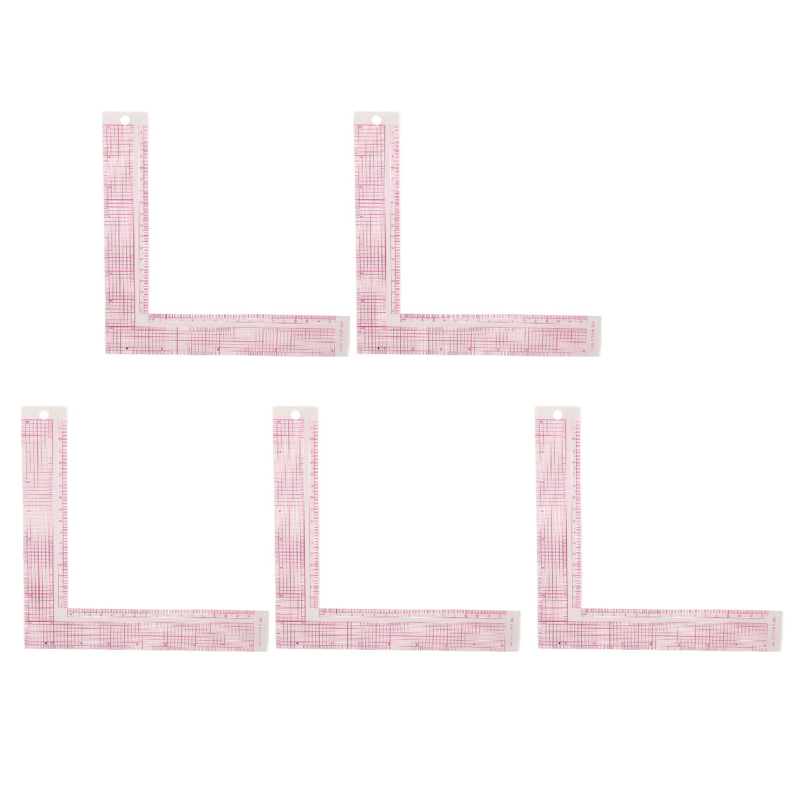 5pcs Sewing Ruler Professional High Accuracy Clear Scale Plastic L Shaped Sewing Measuring Ruler for Dressmaking Tailors