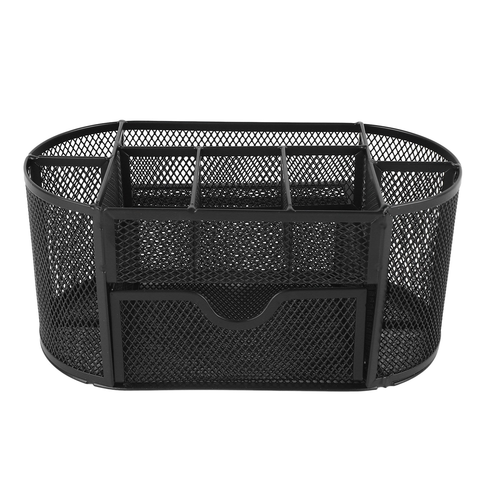 Mesh Desktop Stationary Organizer Multi Functional Pen Holder Desk Organizer with 8 Compartments 1 Drawer for Classroom