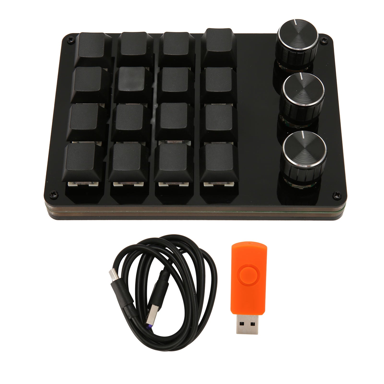 Programmable Keypad 16 Keys 3 Knobs Blue Switch Mechanical Hot Swappable Mini Keypad for Gaming Office Media