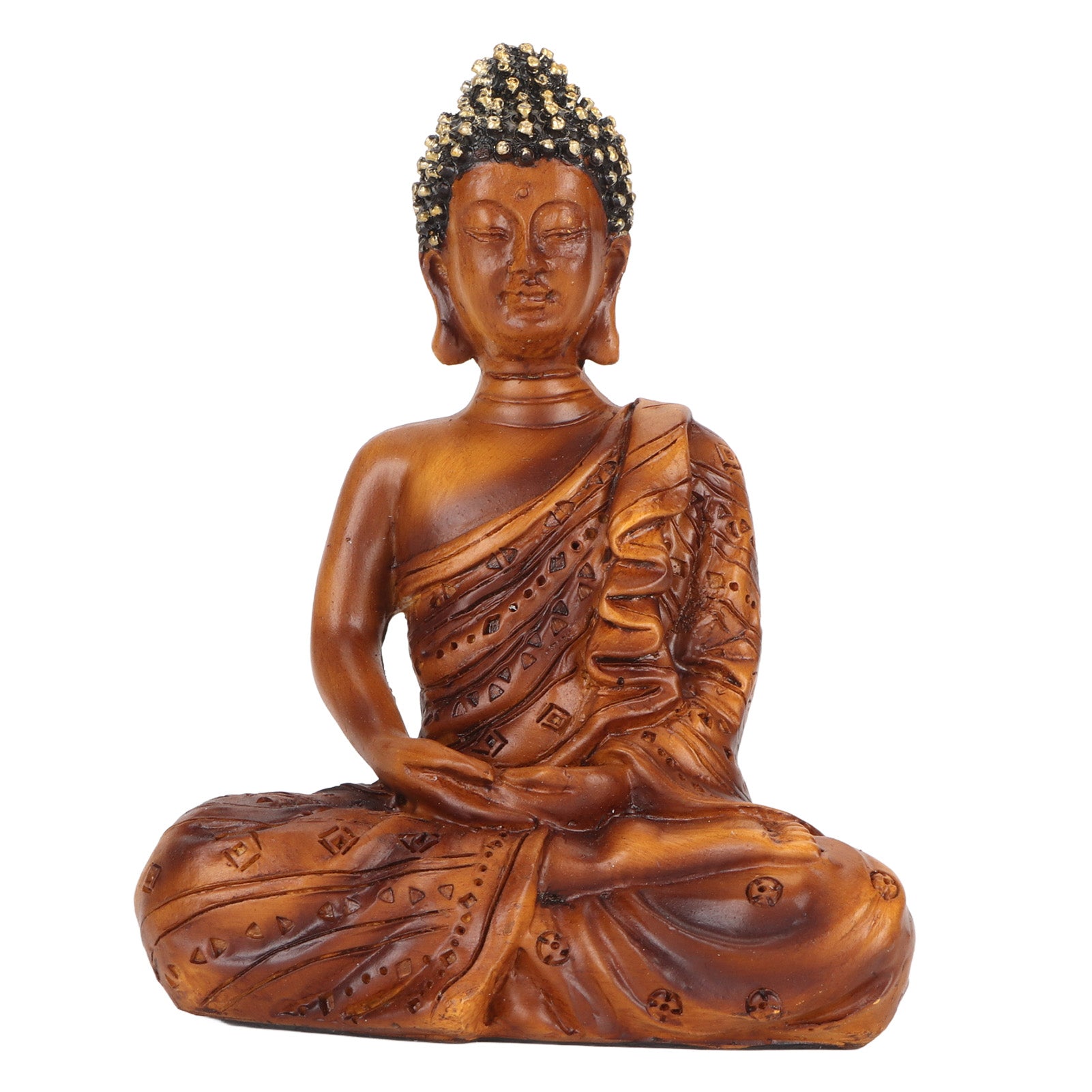 Buddha Statue Good Luck Wealth Peaceful Vibes Zen Meditation Buddha Figurines Buddha Decor for Office Hallway BS109F 11.8x9.2x5.5cm