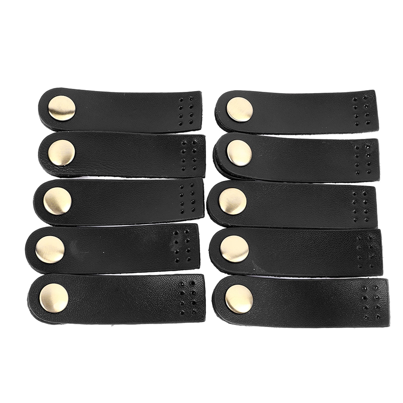 10 Sets Sew On Genuine Leather Snap Buckle DIY Handcraft Soft Purse Tab Closure for DIY Craft Handbags Suitcases Black