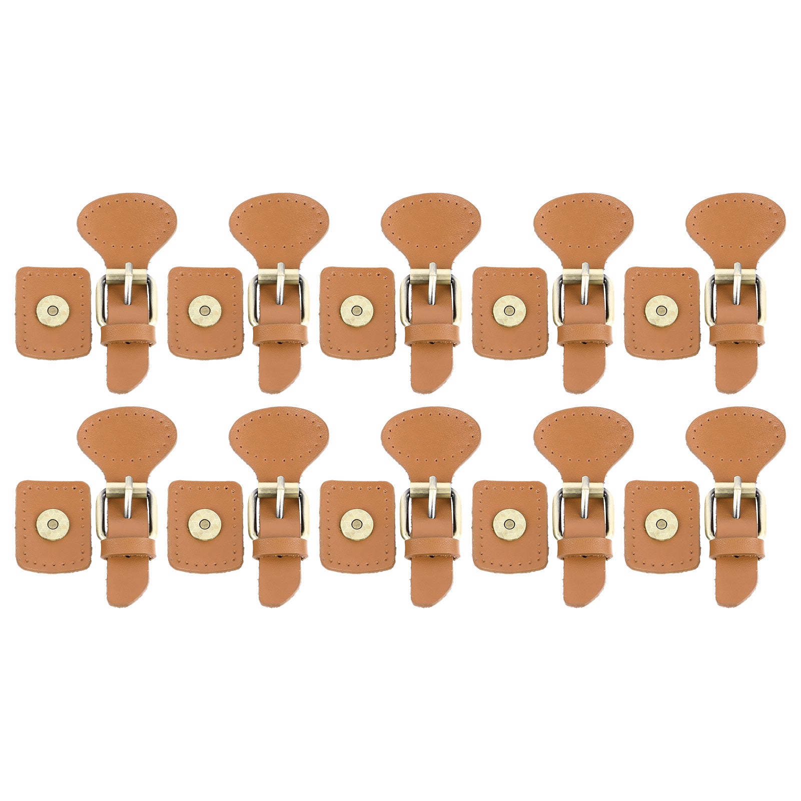 10 Sets Leather Sew On Toggles Closures Leather Snap Toggle Sew On Buckle for Coat Jacket DIY Leather Craft Tan