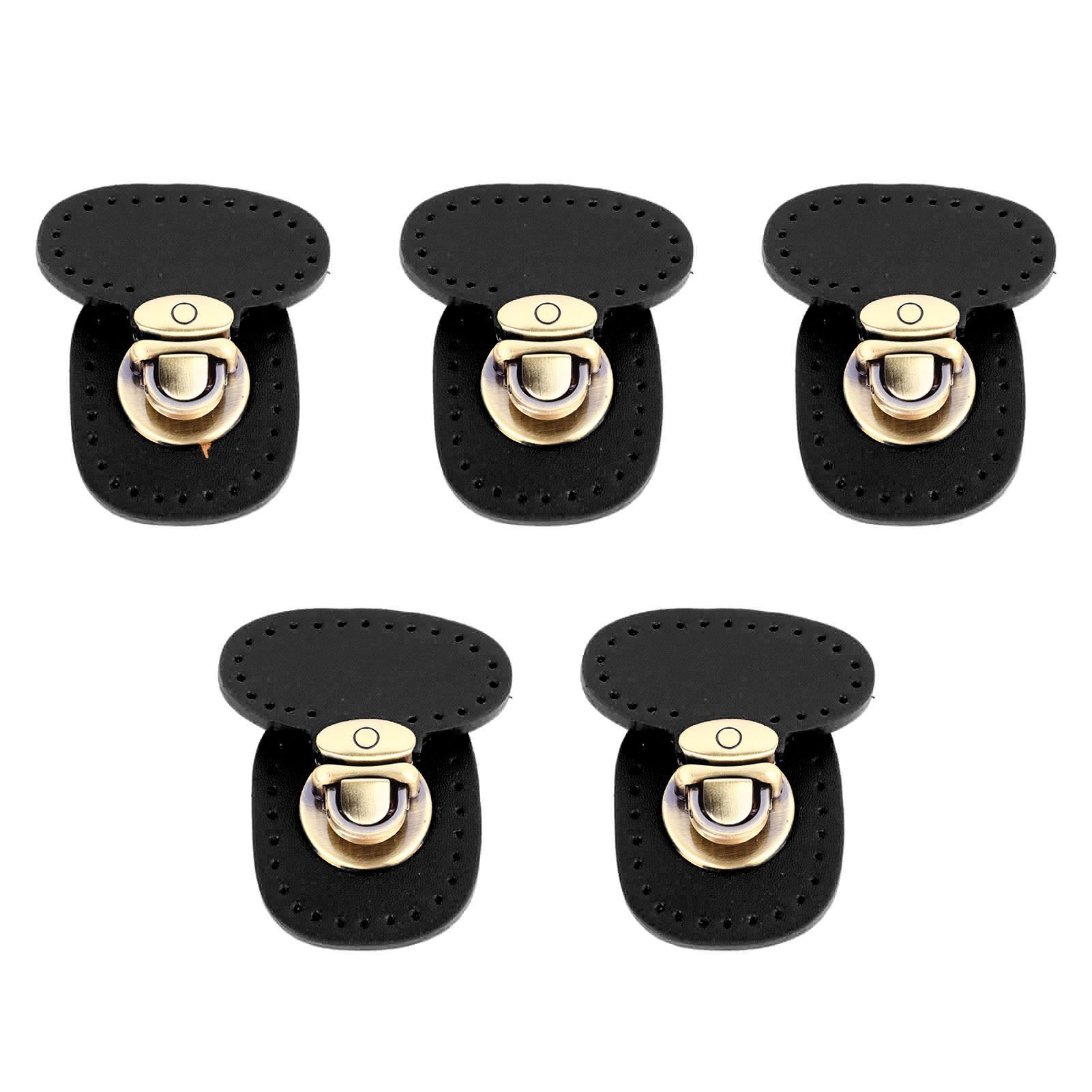 5Pcs Tuck Lock Clasp Catch Genuine Leather Strong Metal Pre Punched Holes Purse Thumb Lock for Suitcase Luggage Case Black