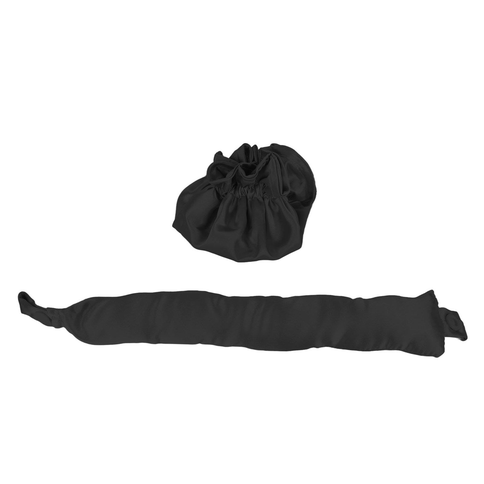 Heatless Bun Hair Styling Kit Cloth Portable Soft Satin Heatless Curler for Sleeping Long Hair Black