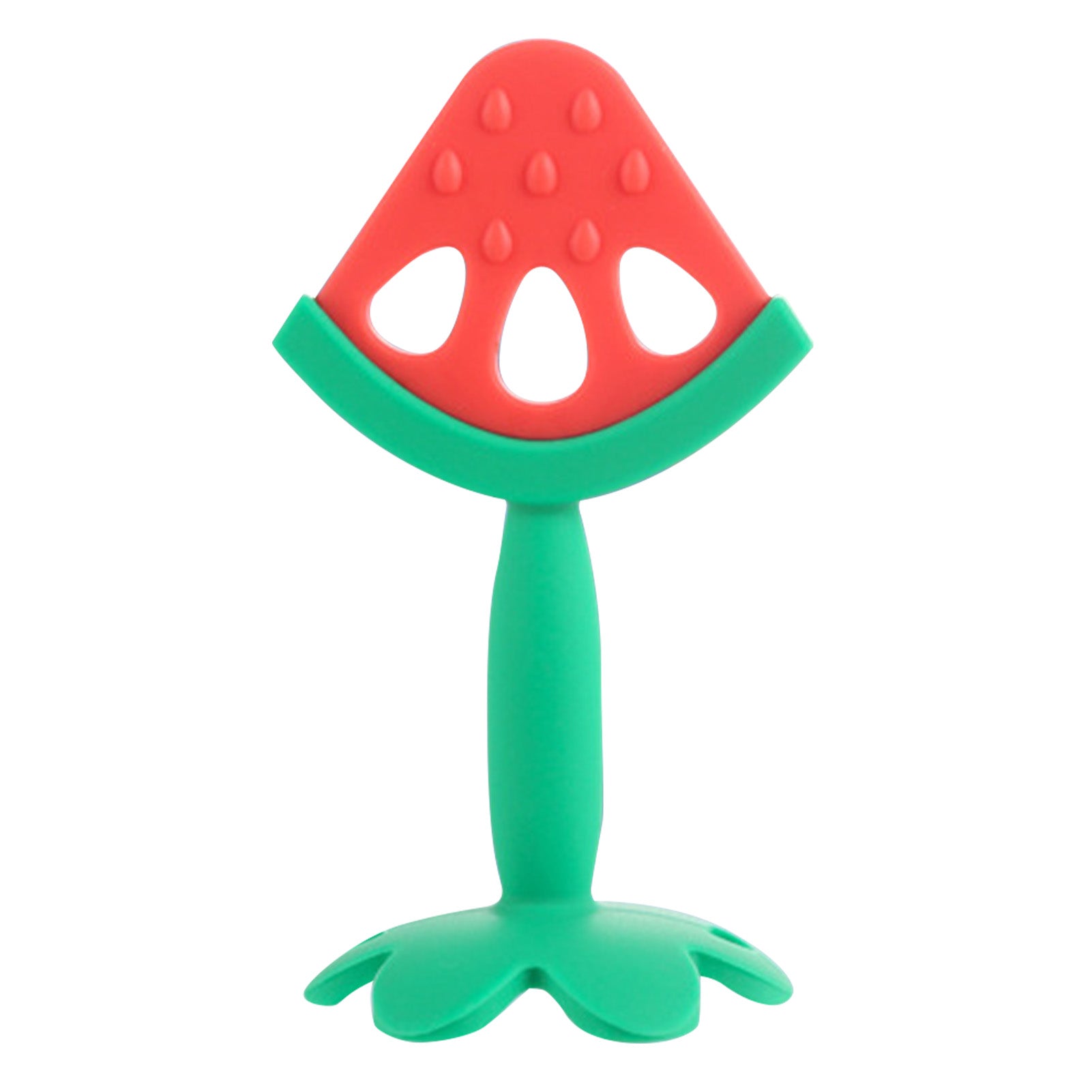 Baby Teether Toy Fruit Shape Teething Silicone Soothe Babies Gums Washable Teether Toy for Infant Newborn Strawberry